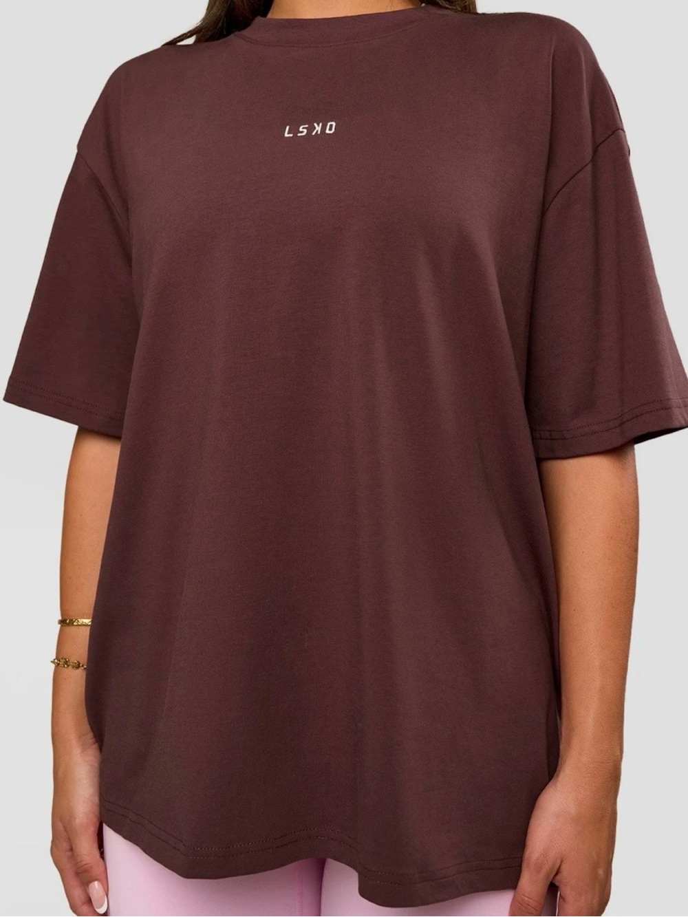 LSKD Go-To FLXCotton Oversized Tee In Cocoa
Powder/White Size Small NWT - Picture 3 of 7